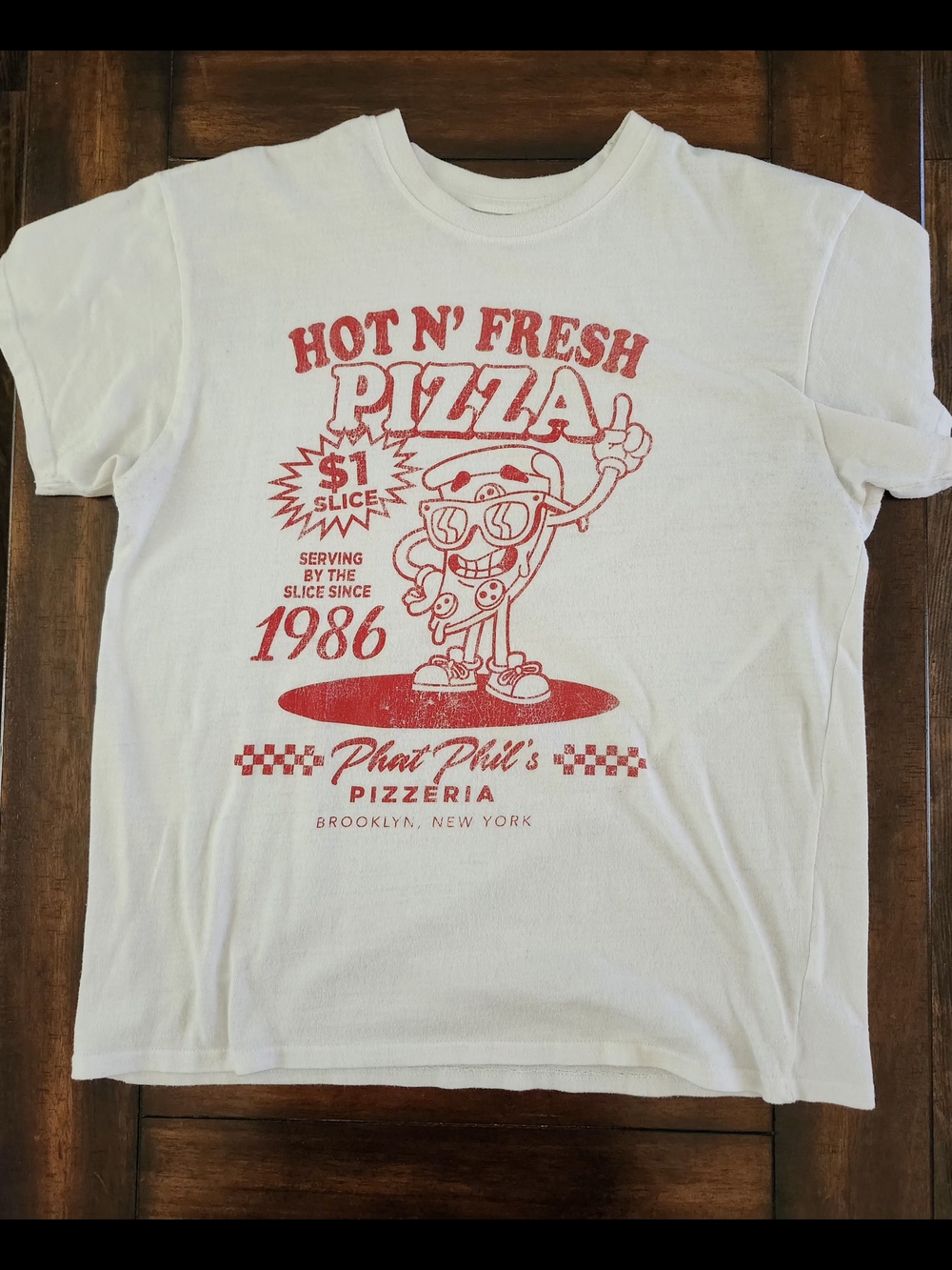 Pizzeria White Graphic Tee - Hot N' Fresh Pizza